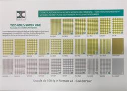 ETICHETTE ADESIVE SU A4  M.VARIE ORO/AR.SC 100 FG